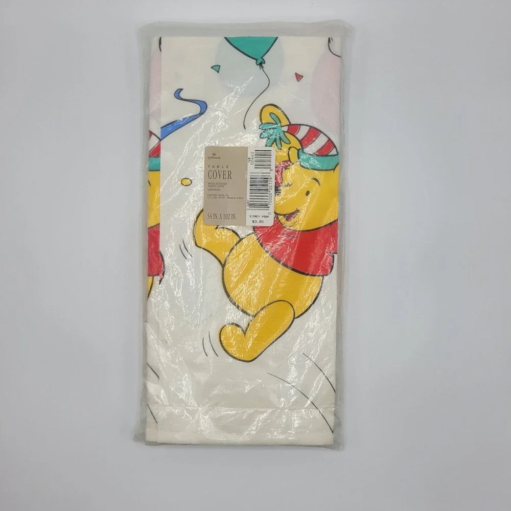 Vtg Winnie The Pooh Plastic Table Cover Disney Hallmark Party Tablecloth 54x102